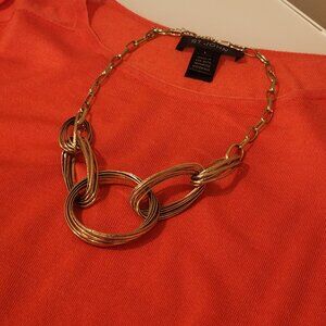 Excellent!! Gold-Toned Circular Bi-texture Necklace